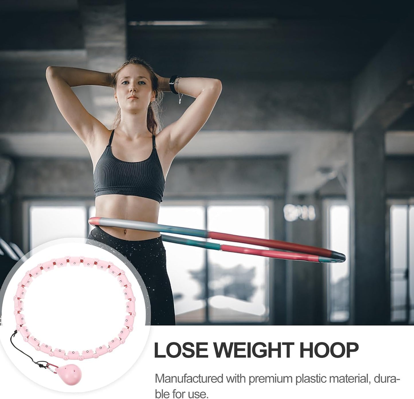 Smart Waist Ring 360 Degree Massage Function 24-Segment Coral Pink Rotating Fat Burning Waist Abdomen Thinning for Adult Weight Loss and Exercise