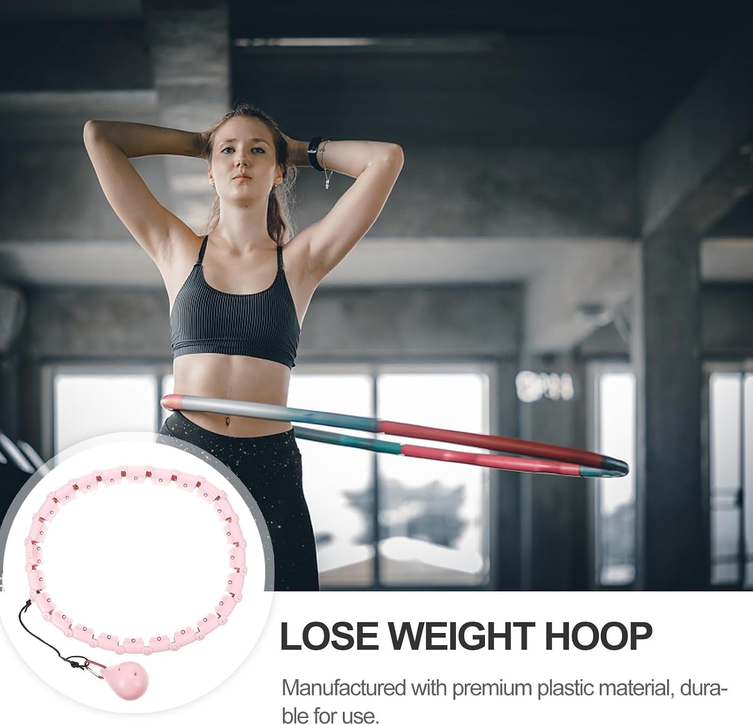 Smart Waist Ring 360 Degree Massage Function 24-Segment Coral Pink Rotating Fat Burning Waist Abdomen Thinning for Adult Weight Loss and Exercise