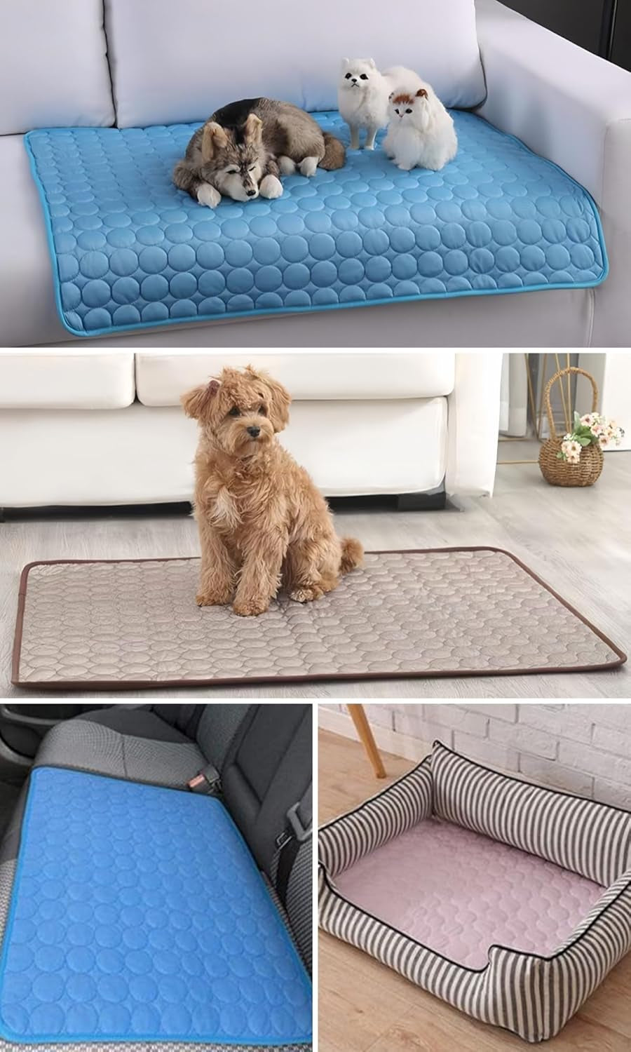 Cooling Mat for Dogs and Cat, Heat Relief Pet Cooling Mat for Crates, Kennels and Beds - Portable and Washable(Blue,70X100Cm)