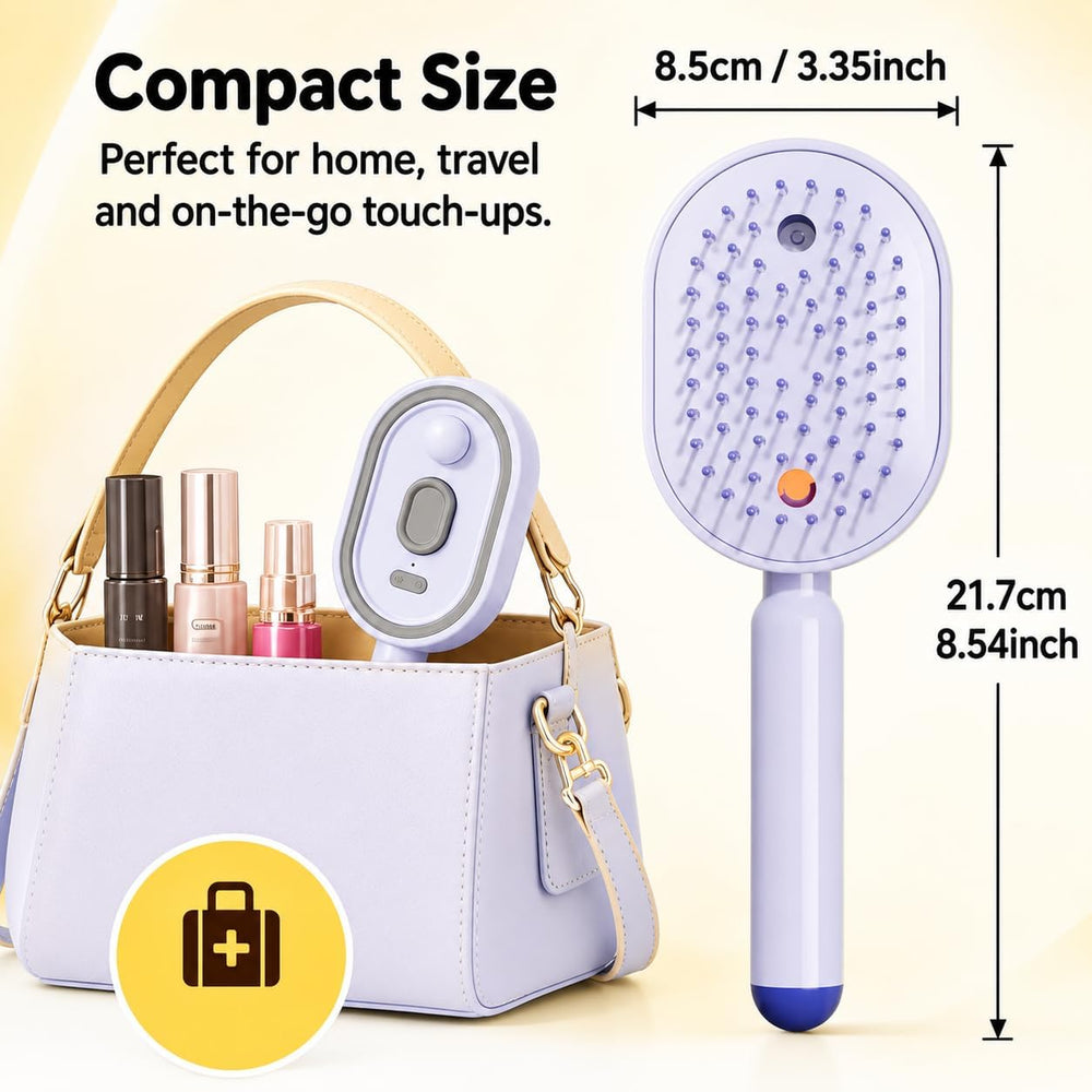 Electric Steam Brush for Hair, 2026 New Rechargeable Steam Hair Straightener & Detangling Brush, Reduces Frizz, Nourishes Hair, Anti-Static (Purple)
