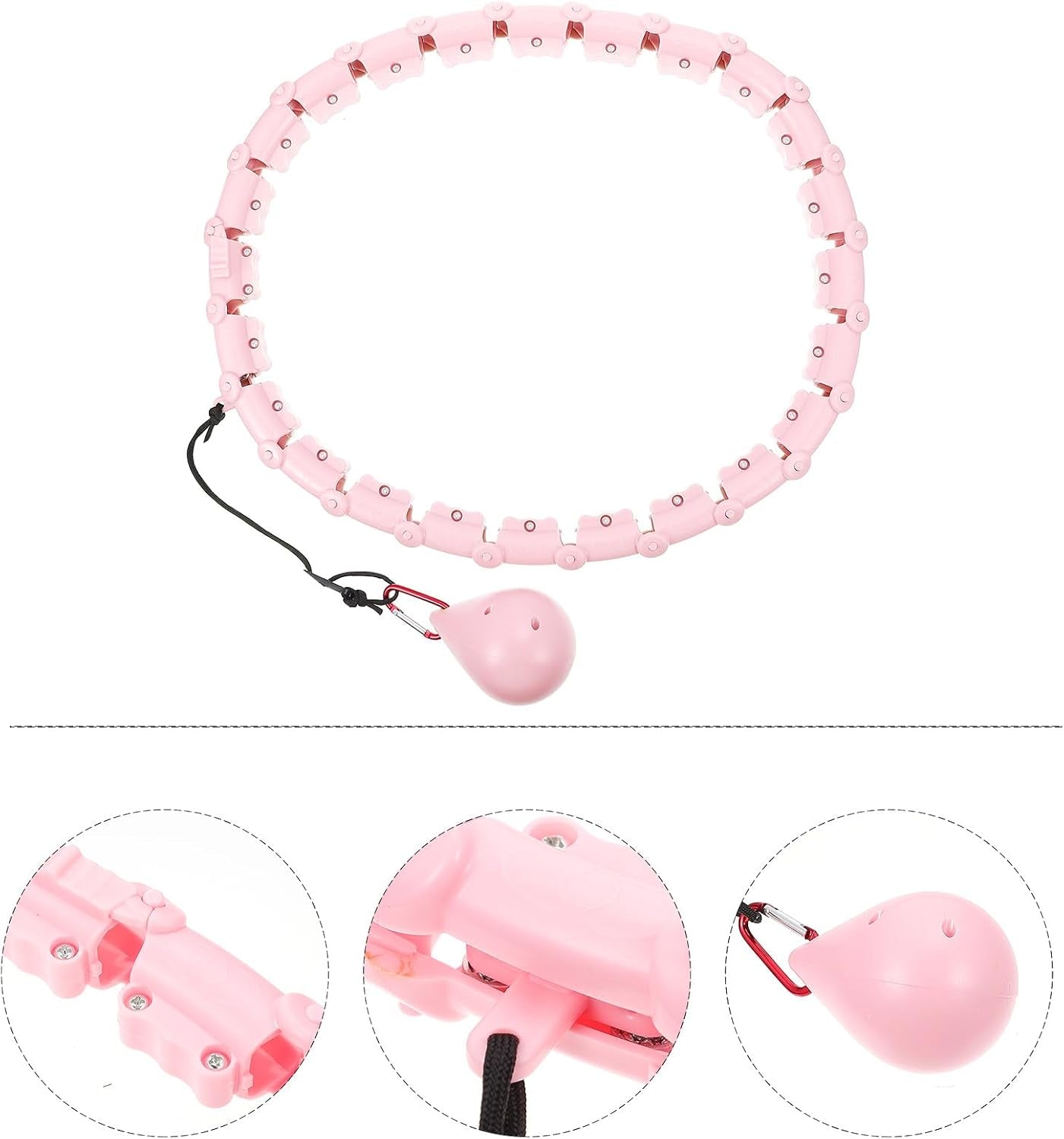 Smart Waist Ring 360 Degree Massage Function 24-Segment Coral Pink Rotating Fat Burning Waist Abdomen Thinning for Adult Weight Loss and Exercise