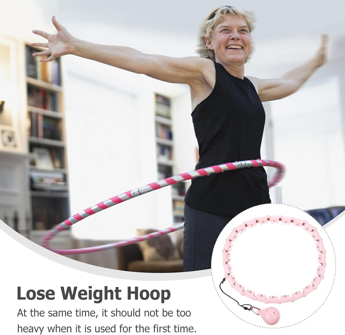 Smart Waist Ring 360 Degree Massage Function 24-Segment Coral Pink Rotating Fat Burning Waist Abdomen Thinning for Adult Weight Loss and Exercise