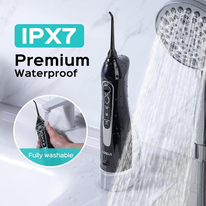 C20 Professional Cordless Water Flosser for Teeth, Braces, Gums Care - Daily Deep Cleaning, Rechargeable, Portable for Travel, Waterproof, 300Ml, Bpa-Free, Black