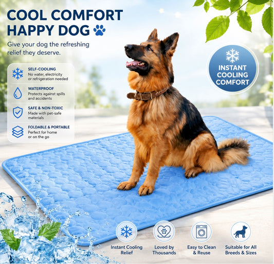 Pets Cooling FrostMat™ for Crates, Kennels and Beds - Portable, Washable And Waterproof (Blue,70X100Cm)