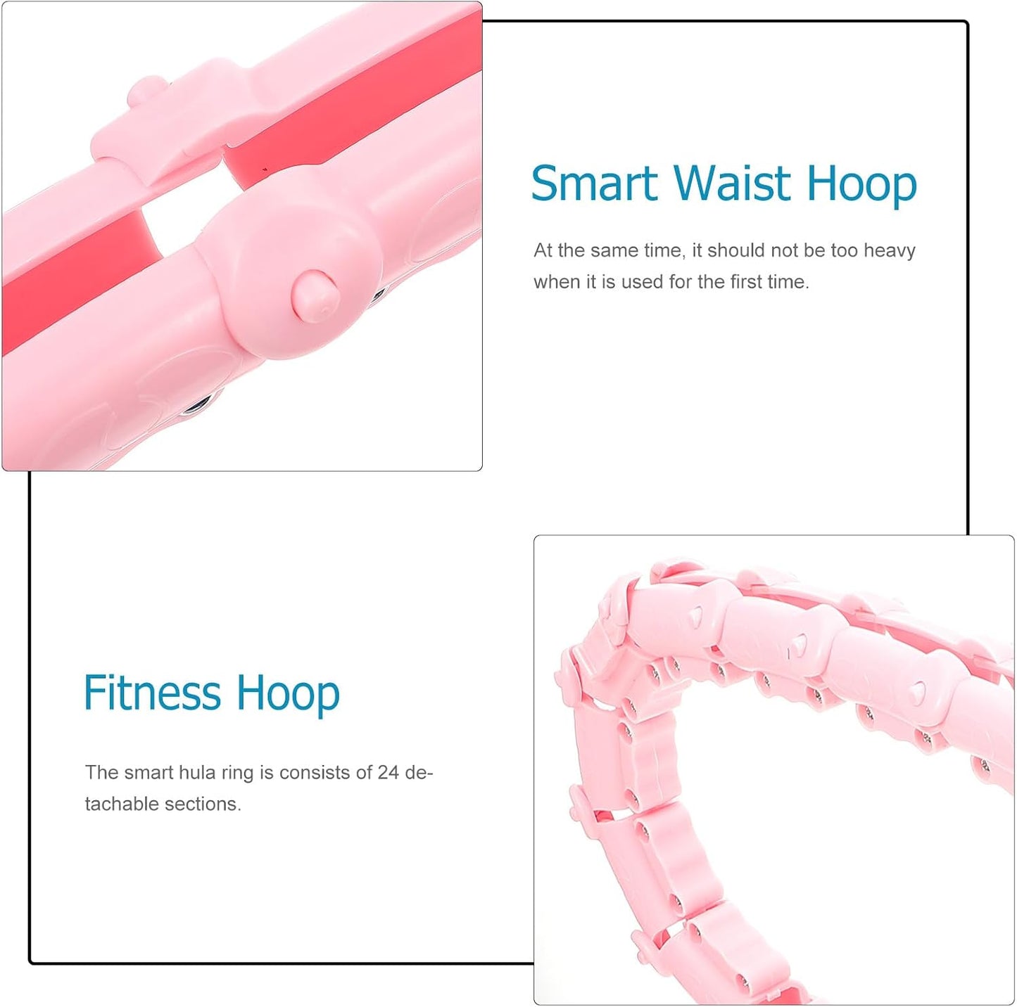 Smart Waist Ring 360 Degree Massage Function 24-Segment Coral Pink Rotating Fat Burning Waist Abdomen Thinning for Adult Weight Loss and Exercise