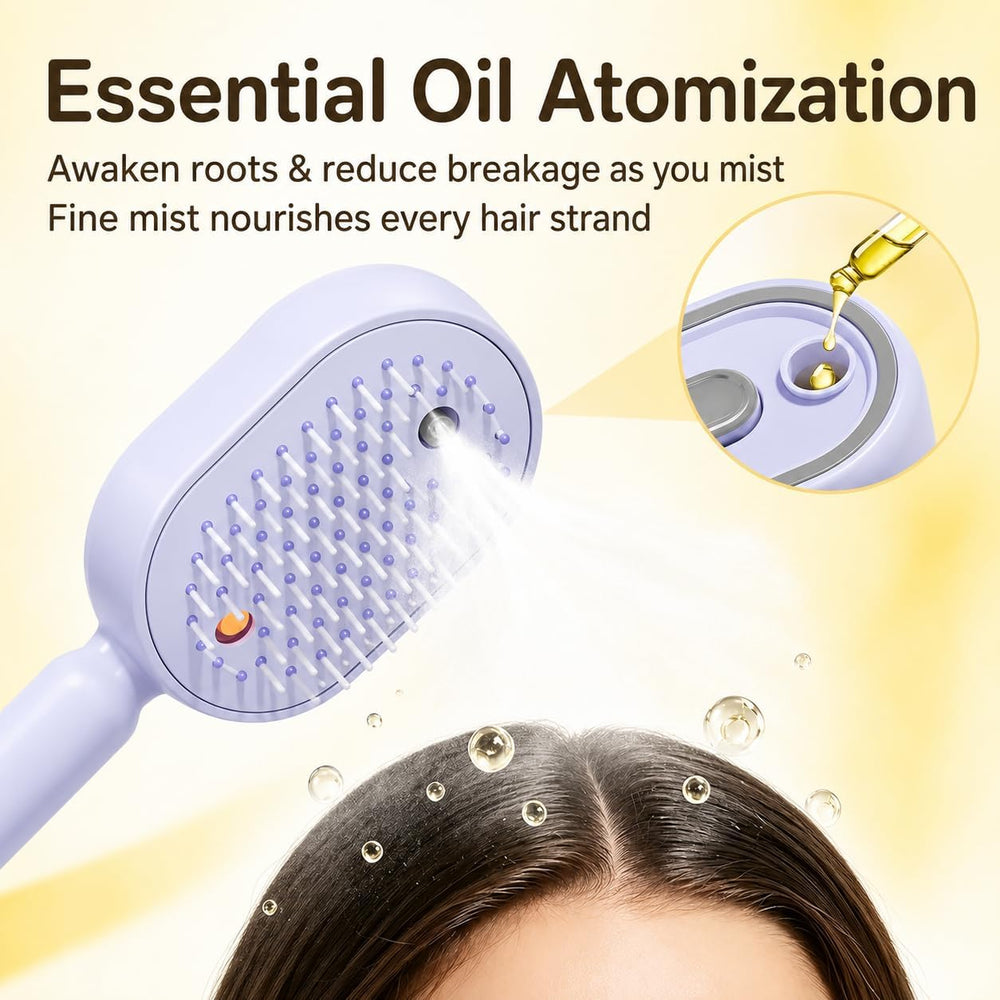 Electric Steam Brush for Hair, 2026 New Rechargeable Steam Hair Straightener & Detangling Brush, Reduces Frizz, Nourishes Hair, Anti-Static (Purple)