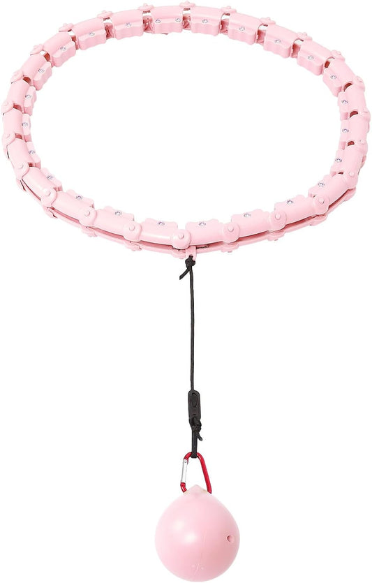 Smart Waist Ring 360 Degree Massage Function 24-Segment Coral Pink Rotating Fat Burning Waist Abdomen Thinning for Adult Weight Loss and Exercise